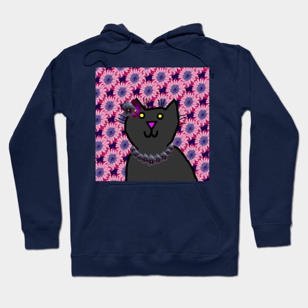 Violet the Floral Cat Hoodie by ellenhenryart